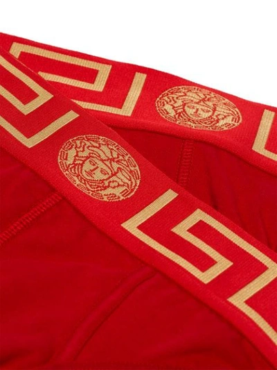 Shop Versace 3-pack Greca Border Briefs In 113 - Red