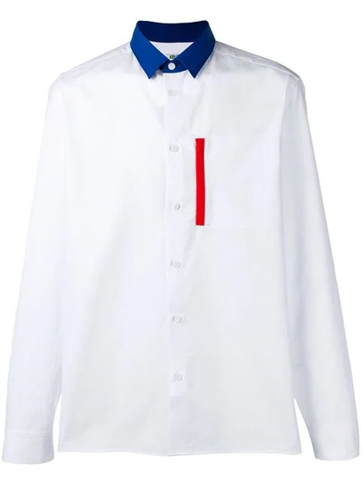 Shop Kenzo Contrasting Collar Shirt In White