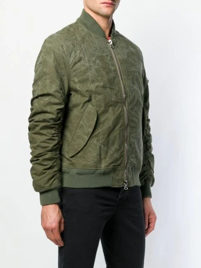 Shop Readymade Ruched Sleeve Bomber Jacket In Green