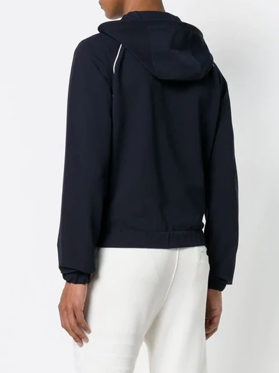 Shop Thom Browne Double-knit Tech Zip-up Hoodie In 415 Navy