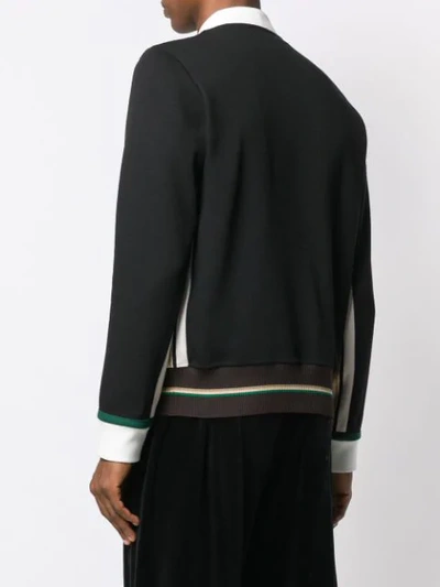 Shop Fendi Contrast Trim Zipped Sweatshirt In Black