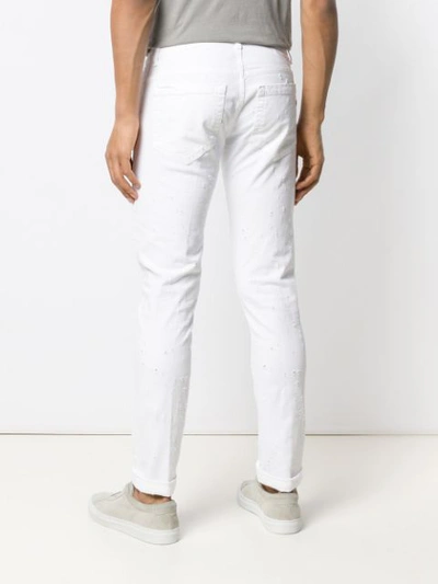 Shop Dondup Distressed Skinny Jeans In White