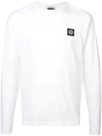 Shop Stone Island Logo Patch Sweatshirt - White