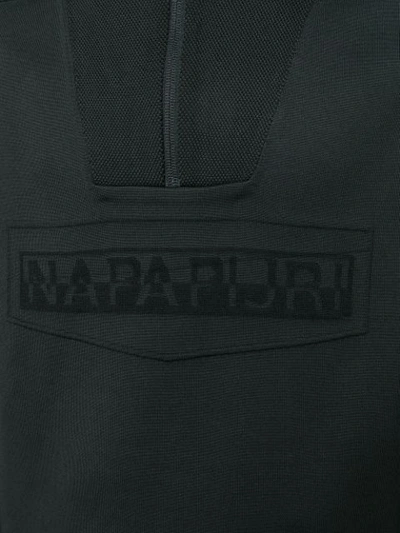 Shop Napapijri Logo Panelled Hoodie In Black