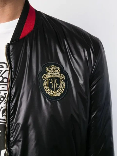 Shop Billionaire Embroidered Bomber Jacket In Black
