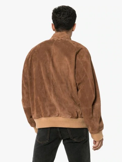 Shop Gucci Web-collar Bomber Jacket In Brown