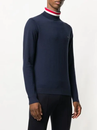 Shop Sun 68 Striped Turtleneck Sweater In Blue