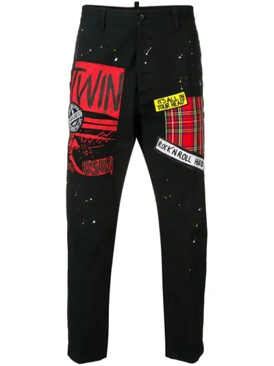 Shop Dsquared2 Patchwork Trousers In Black