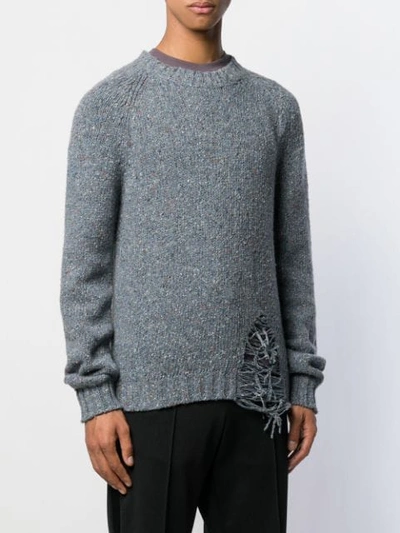 Maison Margiela Destroyed Hem Sweater In Grey | ModeSens