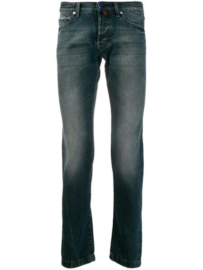 Shop Kiton Slim Faded Jeans - Blue