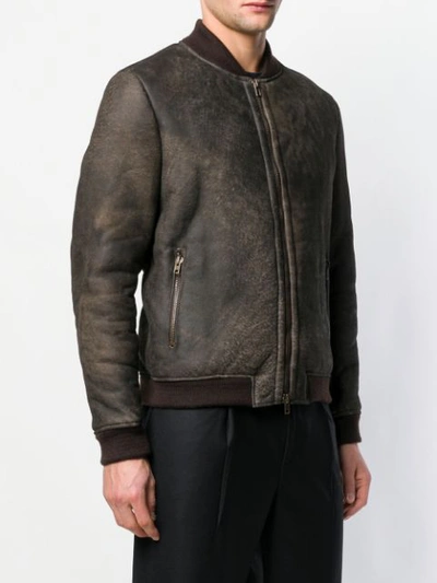 Shop Salvatore Santoro Zipped Leather Jacket In Grey