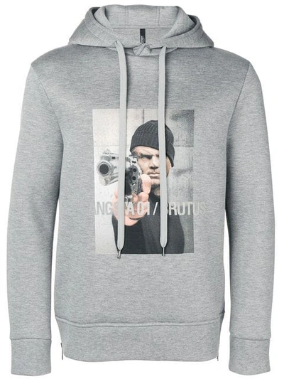 Shop Neil Barrett Gangsta 01/brutus Hoodie In Grey