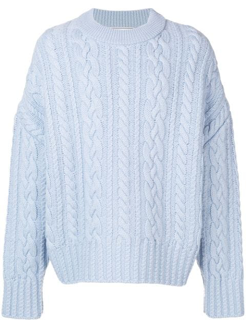 light blue cable knit sweater