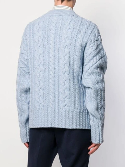 Shop Ami Alexandre Mattiussi Crewneck Cable Knit Oversize Sweater In 459 Light Blue