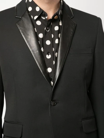 Shop Saint Laurent Leather-lapel Blazer In 1000 -nero