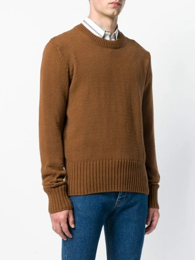 Shop Ami Alexandre Mattiussi Crew Neck Sweater In Brown