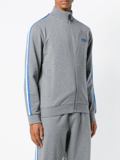 Shop Dirk Bikkembergs Zip Front Printed Sweatshirt In Grey