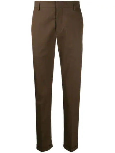 Shop Prada Tailored Gabardine Trousers In Brown