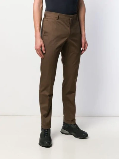 Shop Prada Tailored Gabardine Trousers In Brown