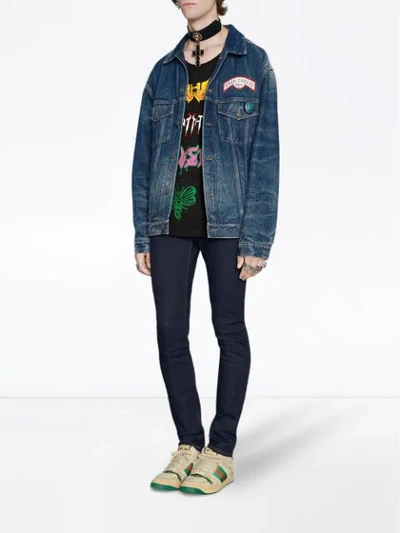 Shop Gucci Denim Skinny Pant In Blue