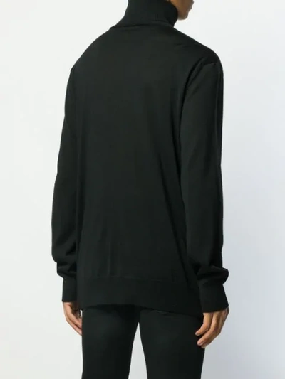 Shop Balmain Intarsia Logo Turtleneck Sweater In Black