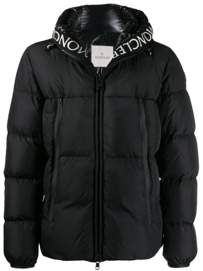 Shop Moncler Hooded Zip-up Puffer Jacket - Black