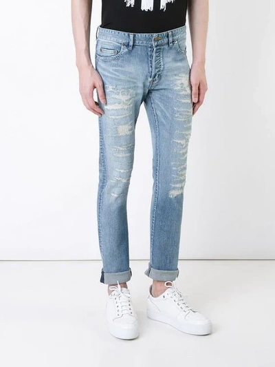 Shop Hl Heddie Lovu Distressed Skinny Jeans In Blue