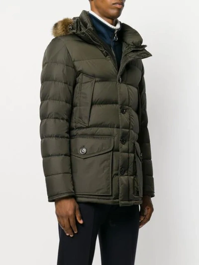 Shop Moncler Padded Parka Coat In Green