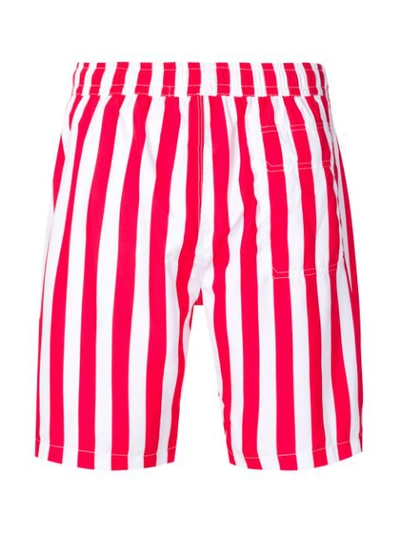 Shop Billionaire Striped Swim Shorts In Red