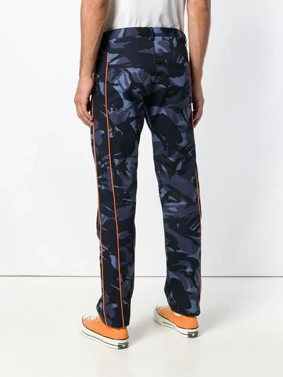 Shop Martine Rose Knee Patch Straight Trousers In Blue