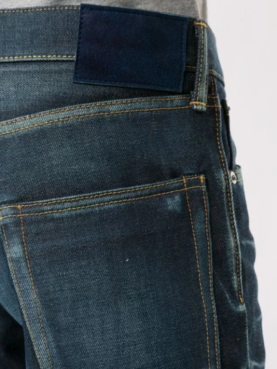 Shop Visvim Paint Splatter Slim-fit Jeans In Blue