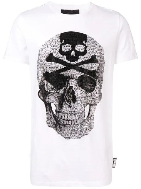 Philipp Plein T-shirt Mit Strass-totenkopf In White | ModeSens