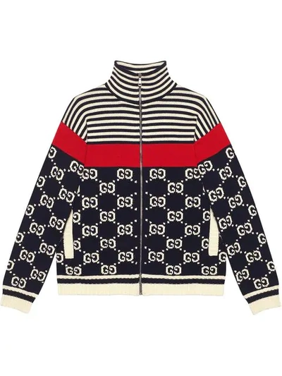 Shop Gucci Cotton Gg Striped Jacket In Blue