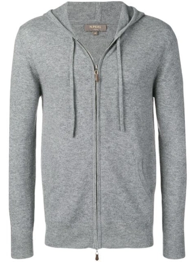 Shop N•peal N.peal Hooded Zip Knitted Top - Grey In Gray