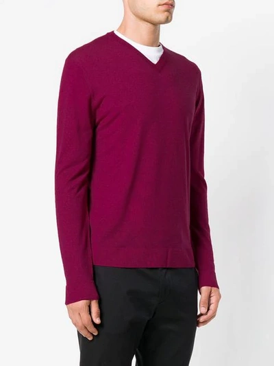 Shop Altea Fine Knit V-neck Sweater In Pink