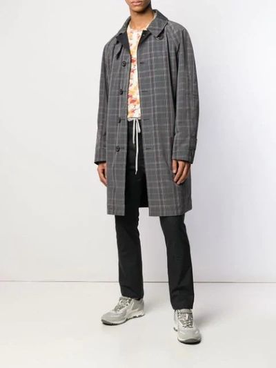 Shop Lanvin Checked Single-breasted Coat In Grey