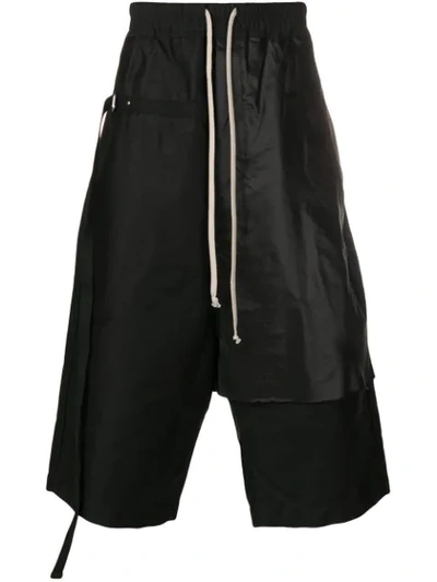 Shop Rick Owens Drkshdw Dropped Crotch Long Shorts In Black