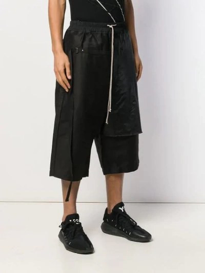 Shop Rick Owens Drkshdw Dropped Crotch Long Shorts In Black