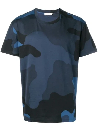 Shop Valentino Macro Camouflage Print T In Blue