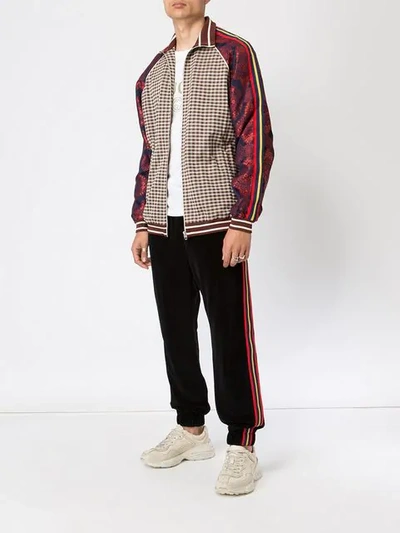 Shop Gucci Houndstooth Check Track Jacket - Brown