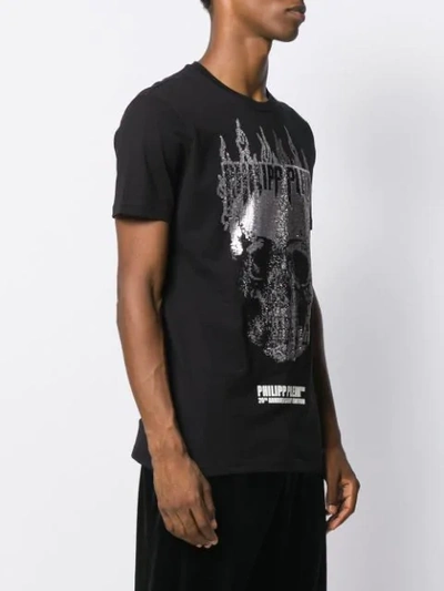 Shop Philipp Plein Flame Embellished Skull T-shirt In Black