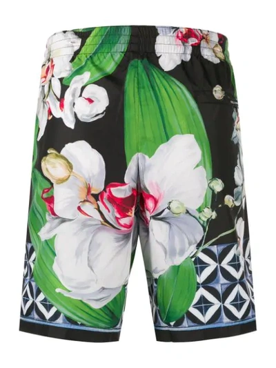 Shop Dolce & Gabbana Floral Swim Shorts In Green