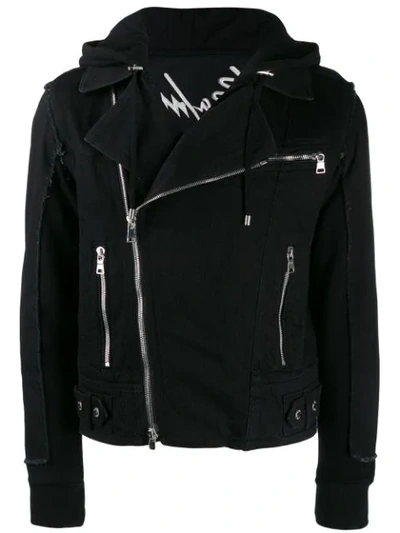 Shop Balmain Off-centre Front Zipped Jacket In Black