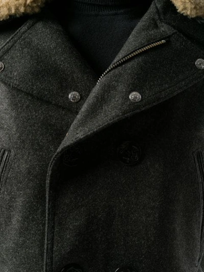 Shop Schott Shearling Collar Jacket - Grey