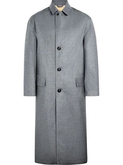 Shop Mackintosh Grey Bonded Wool Décortiqué Back Coat
