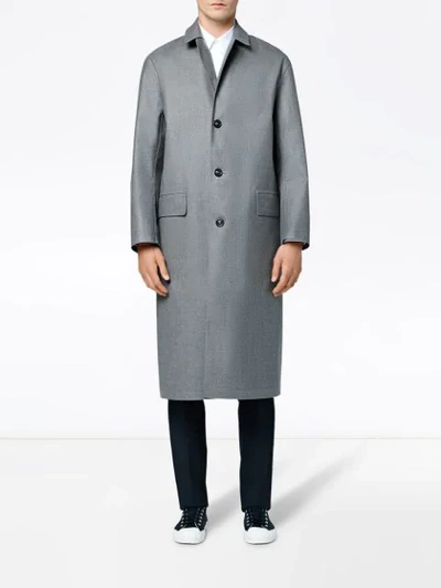 Shop Mackintosh Grey Bonded Wool Décortiqué Back Coat