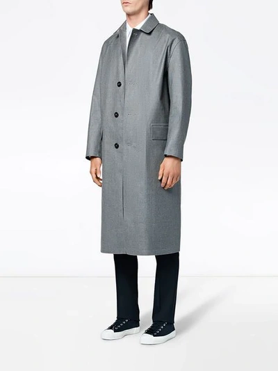 Shop Mackintosh Grey Bonded Wool Décortiqué Back Coat