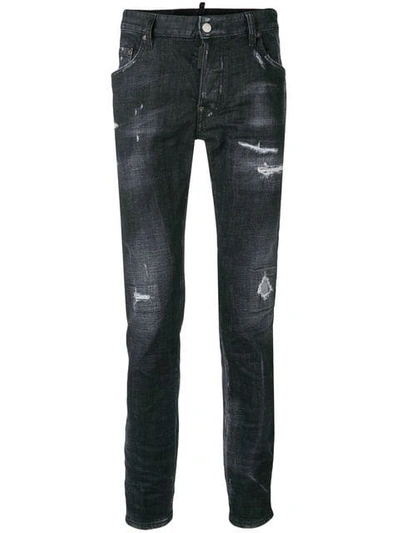 Shop Dsquared2 Logo Skater Jeans In Grey