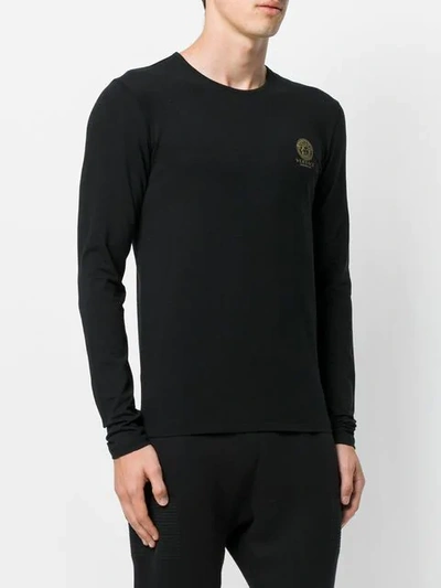Shop Versace Logo Printed T-shirt In Black