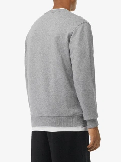 Shop Burberry Logo Print Cotton Sweatshirt In Pale Grey Melange